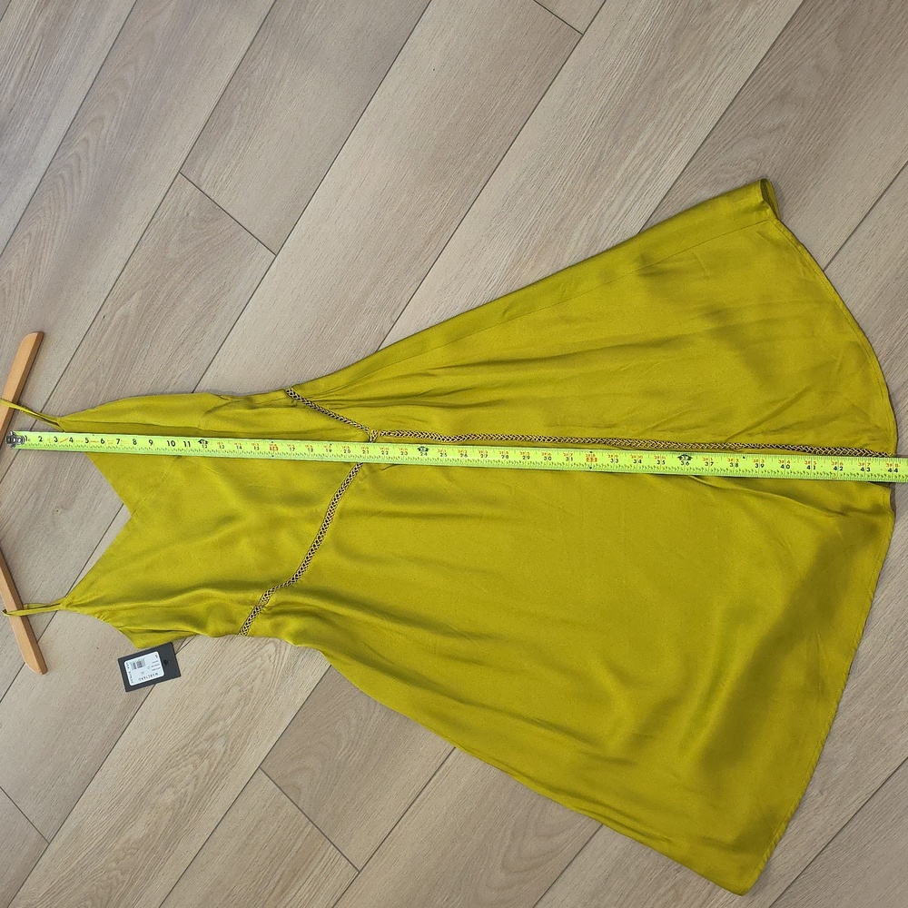 Marciano Satin Slip Dress in Chartreuse - Picture 4 of 14
